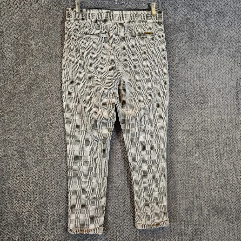 Michael Kors Womens Glen Plaid Pull On Leggings Black White‎ Gold MK Logo Medium